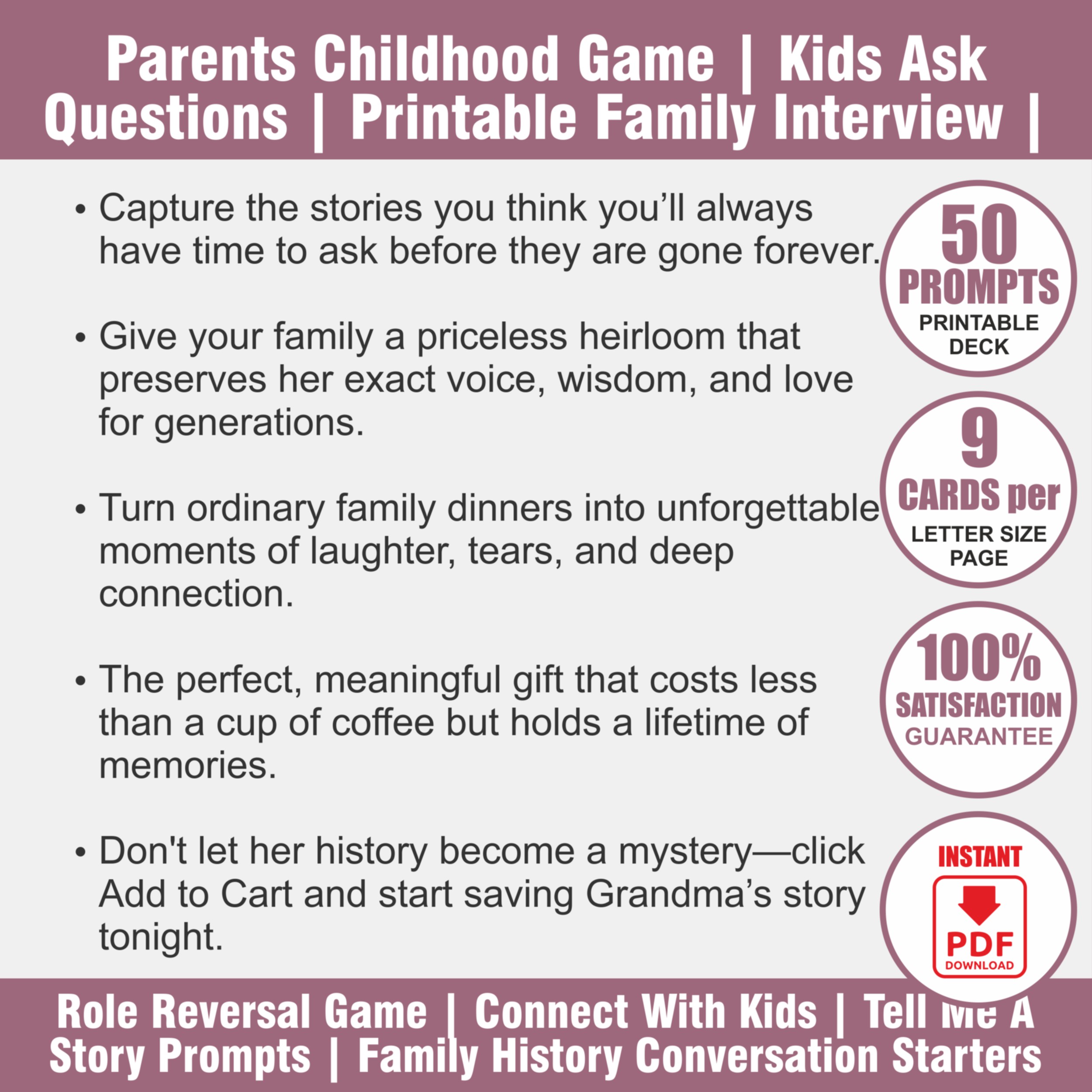 Kids Interview Parents | Reverse Conversation Cards | Family Bonding Game PDF - View 2